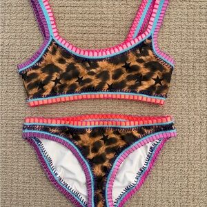 PQ Swim Kids Bikini with Leopard and Pink Accents